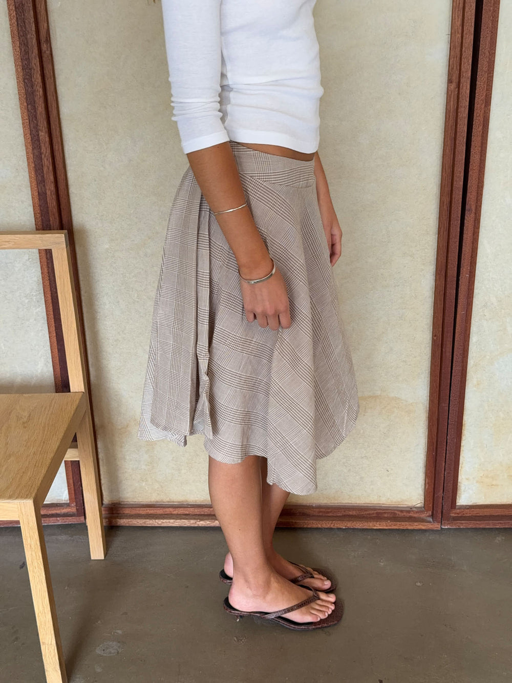 Mandy nederdel med tern - Beige