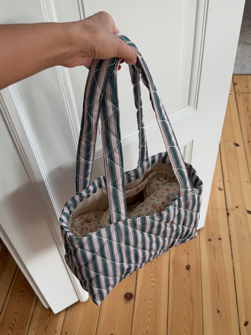 Honey net med striber - Beige/grøn