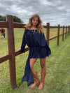 Aveline off shoulder-kjole - Navy
