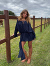 Aveline off shoulder-kjole - Navy