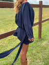 Aveline off shoulder-kjole - Navy