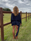 Aveline off shoulder-kjole - Navy