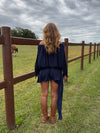 Aveline off shoulder-kjole - Navy