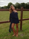 Aveline off shoulder-kjole - Navy