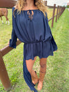 Aveline off shoulder-kjole - Navy