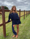 Aveline off shoulder-kjole - Navy