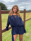 Aveline off shoulder-kjole - Navy