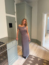 Mina one shoulder maxikjole - Taupe
