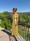 Andie off shoulder satinkjole - Gul