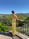 Andie off shoulder satinkjole - Gul