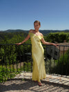Andie off shoulder satinkjole - Gul