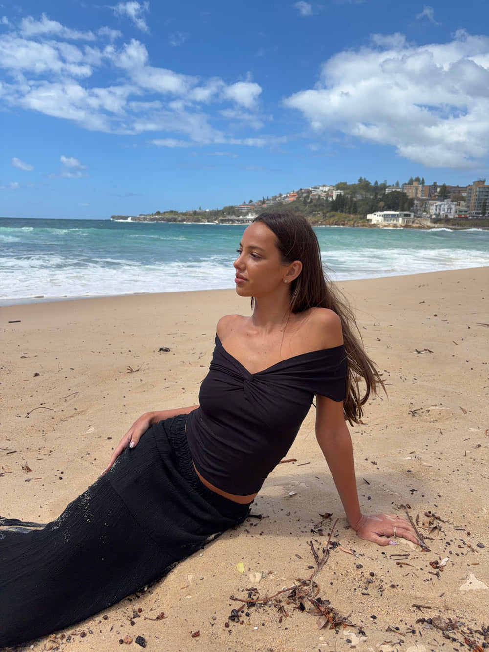 Abigail off shoulder top - Sort