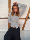 Aven one shoulder bluse - Lysegrå