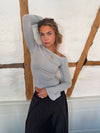 Aven one shoulder bluse - Lysegrå
