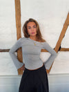 Aven one shoulder bluse - Lysegrå