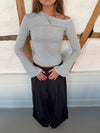 Aven one shoulder bluse - Lysegrå