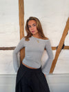 Aven one shoulder bluse - Lysegrå