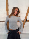 Aven one shoulder bluse - Lysegrå