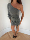 Kalina one shoulder-kjole - Sølvglitter