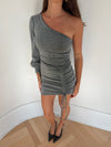 Kalina one shoulder-kjole - Sølvglitter