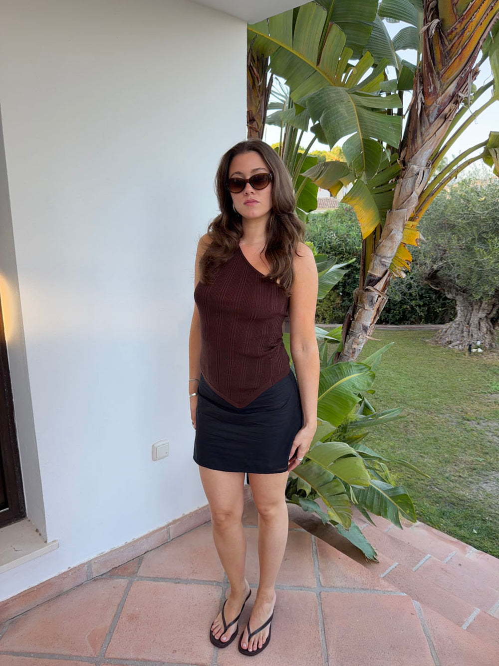Frey one shoulder top - Brun