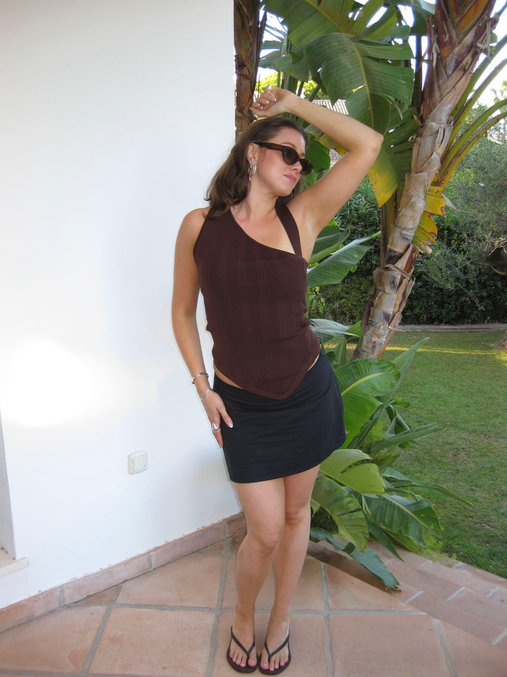 Frey one shoulder top - Brun
