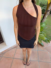Frey one shoulder top - Brun