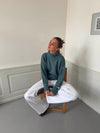 Valdamara oversized striktrøje med turtleneck - Blå