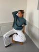 Valdamara oversized striktrøje med turtleneck - Blå