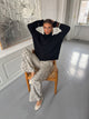 Valdamara oversized striktrøje med turtleneck - Sort