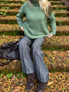 Valdamara oversized striktrøje med turtleneck - Grøn