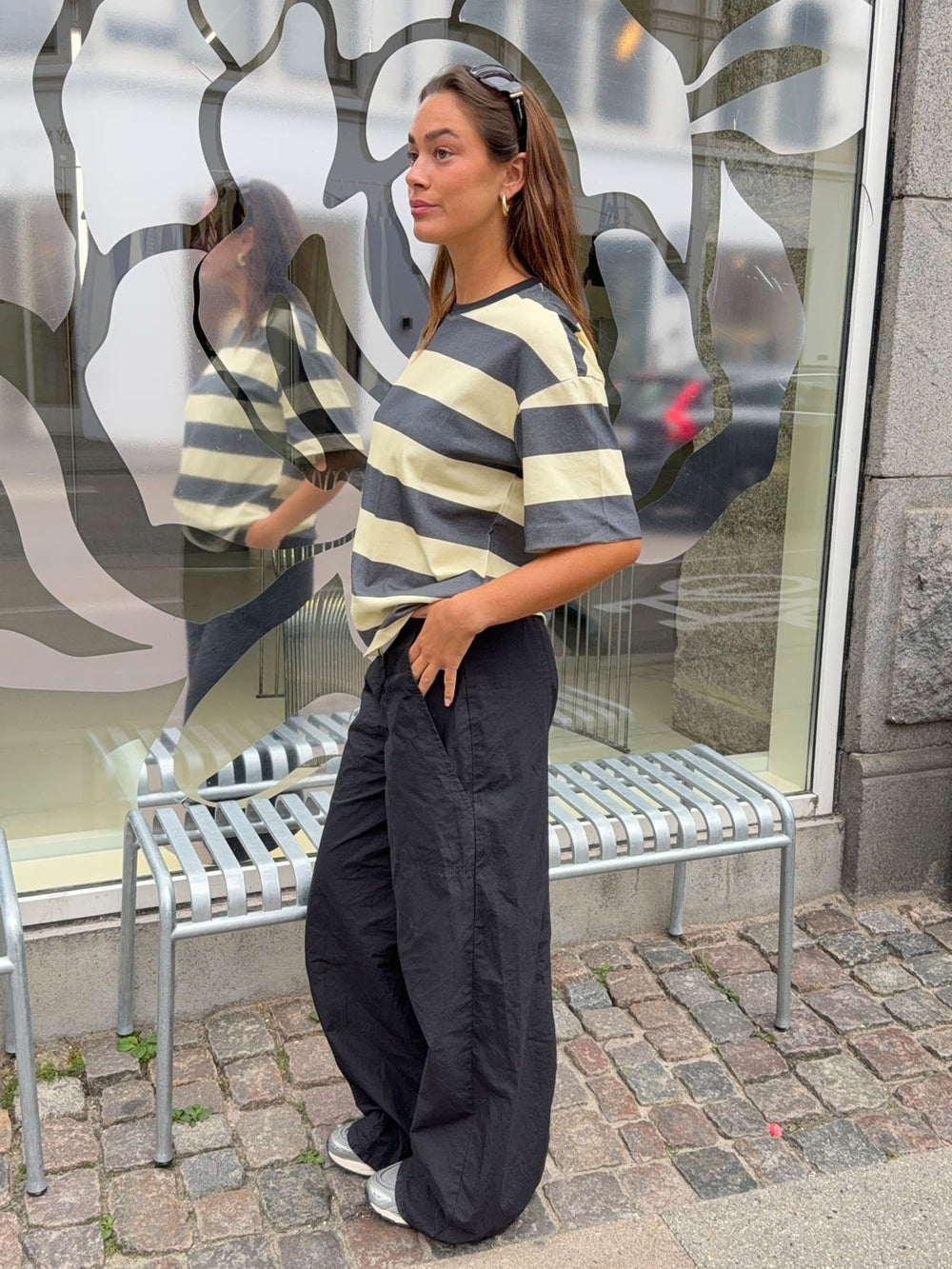 Zinnia oversized t-shirt - Gul/grå