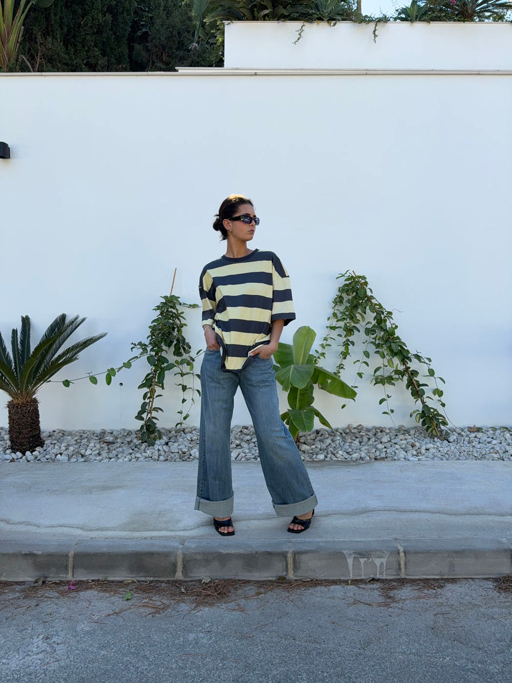 Zinnia oversized t-shirt - Gul/grå