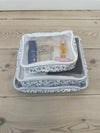 Honey packing cubes - Hvid med blå blomster