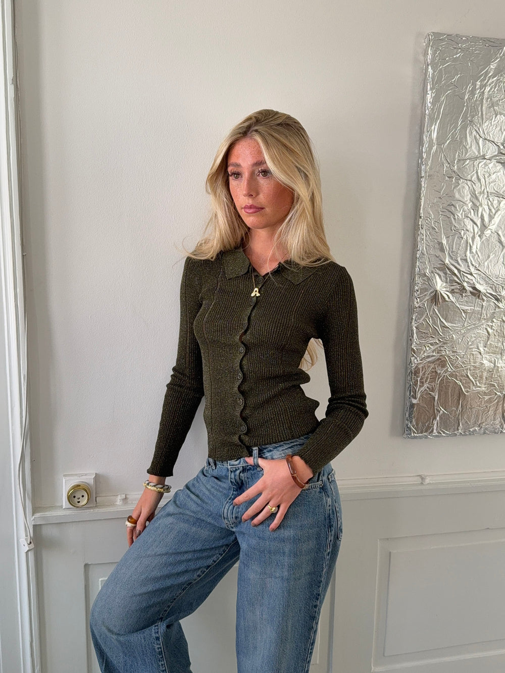 Esmeralda polo cardigan - Kaki