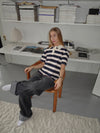 Linna polo med striber - Navy/beige/rød