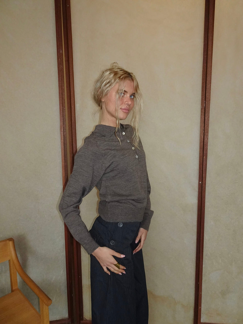Jajana polo striktrøje - Brun