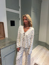 Linnea pyjamasbluse med sløjfer - Off white