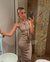 Osccarra top med knapper - Beige