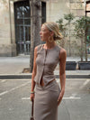 Osccarra top med knapper - Beige