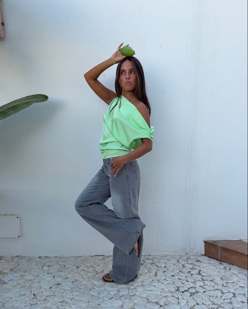 Ranya lavtaljede jeans - Lys grå