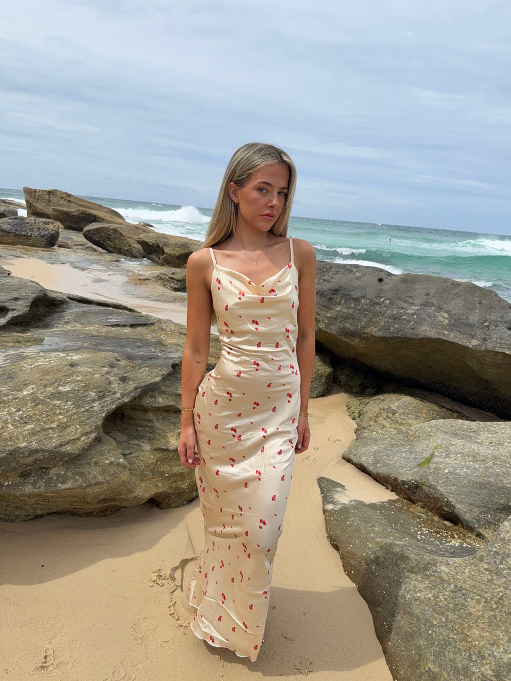Juliana satinkjole - Guld
