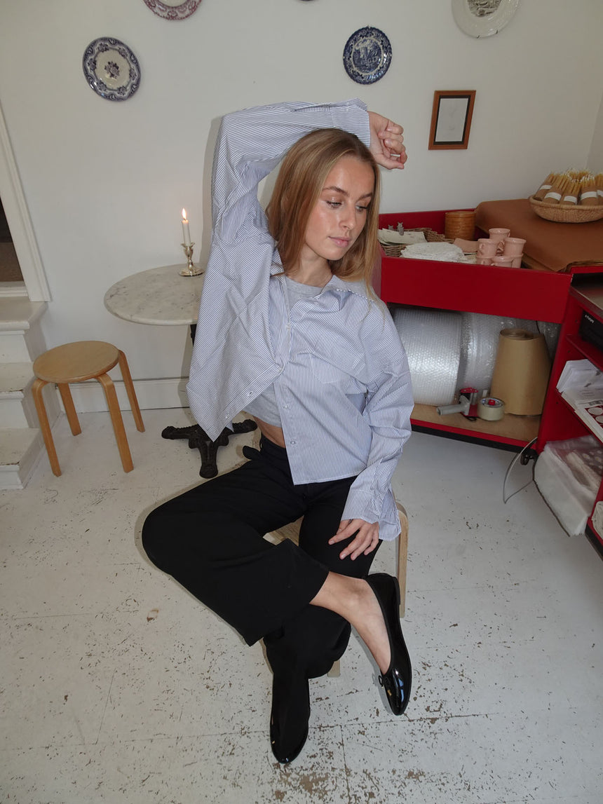 Kendall skjorte med striber - Lysegrå/hvid