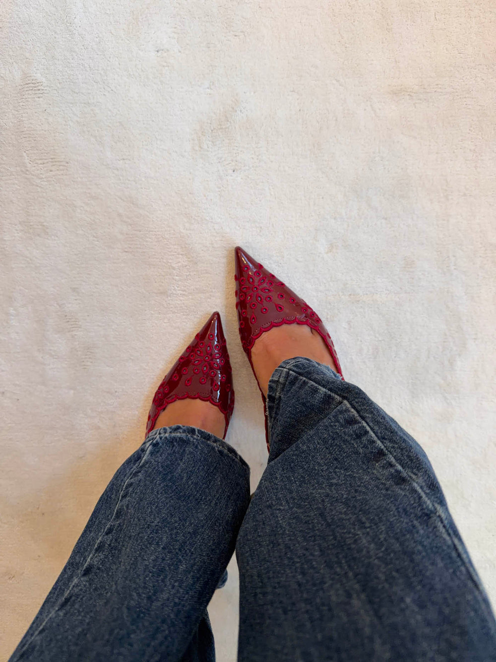 Ydun slingback hæle med detaljer - Rød
