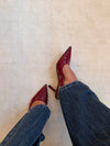 Ydun slingback hæle med detaljer - Rød