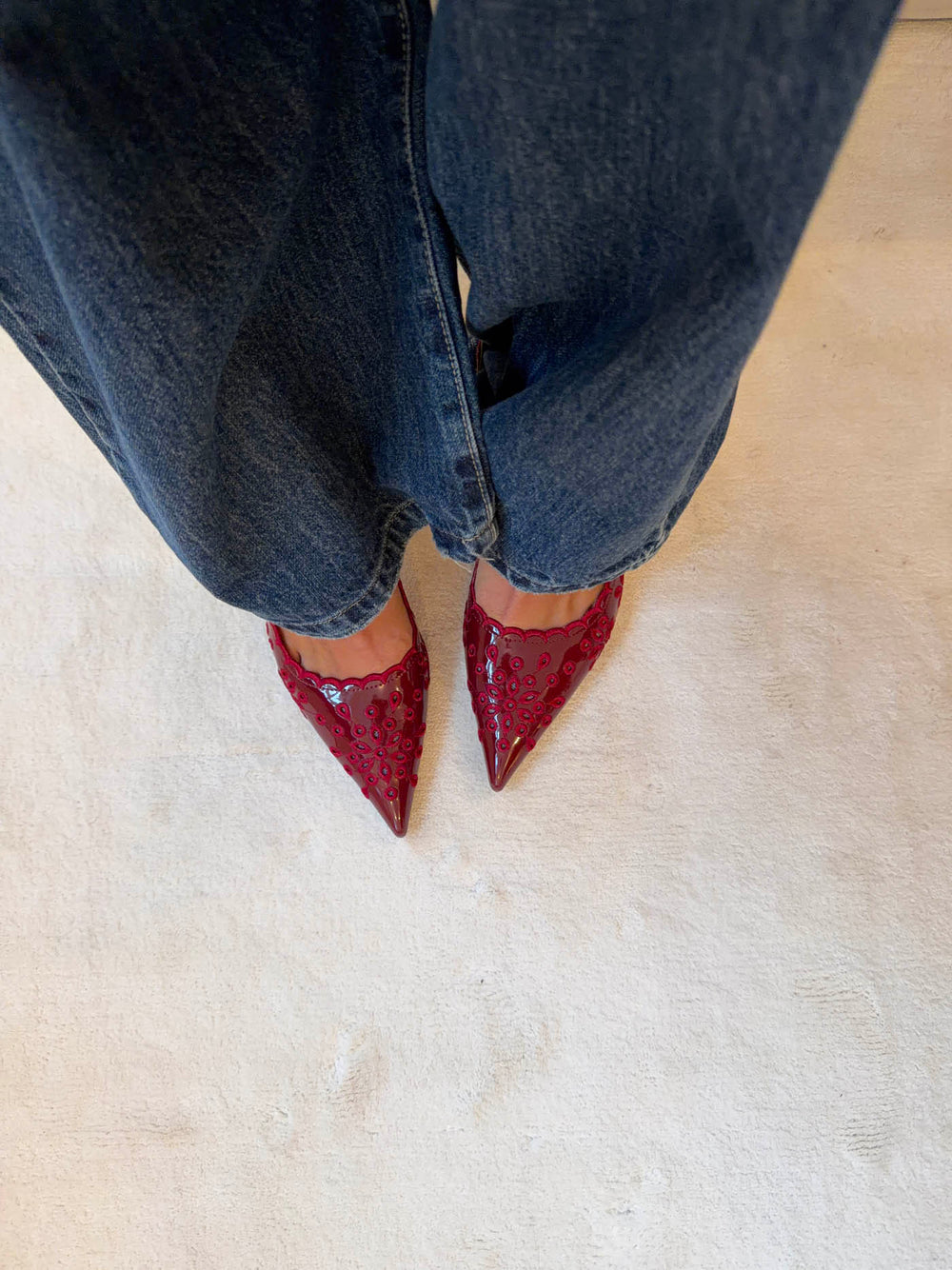 Ydun slingback hæle med detaljer - Rød