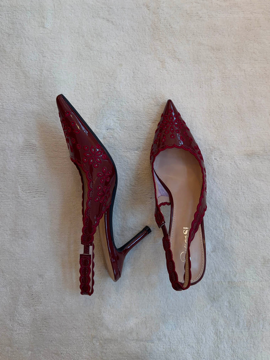Ydun slingback hæle med detaljer - Rød