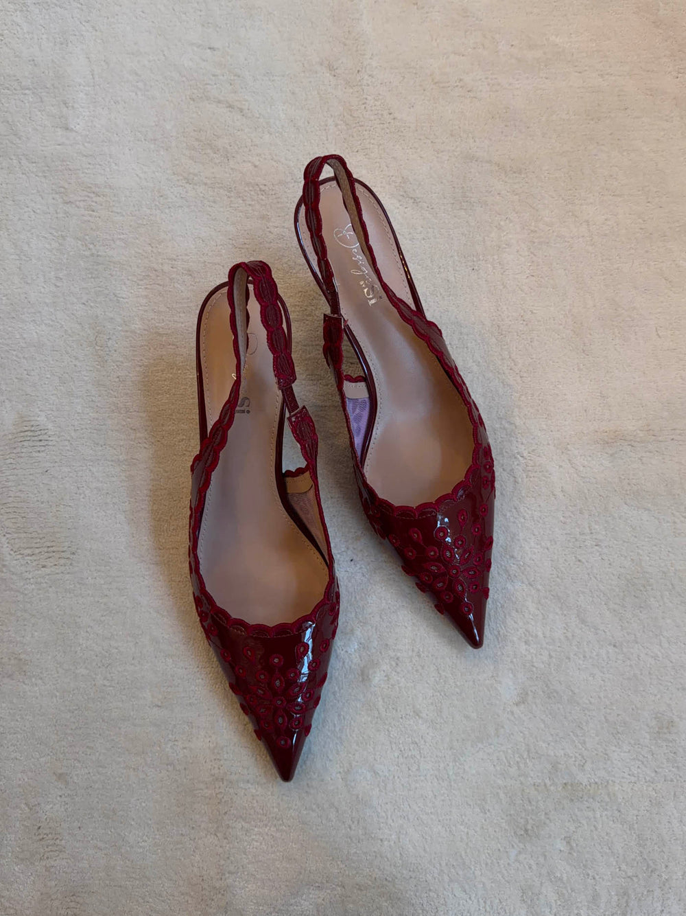 Ydun slingback hæle med detaljer - Rød