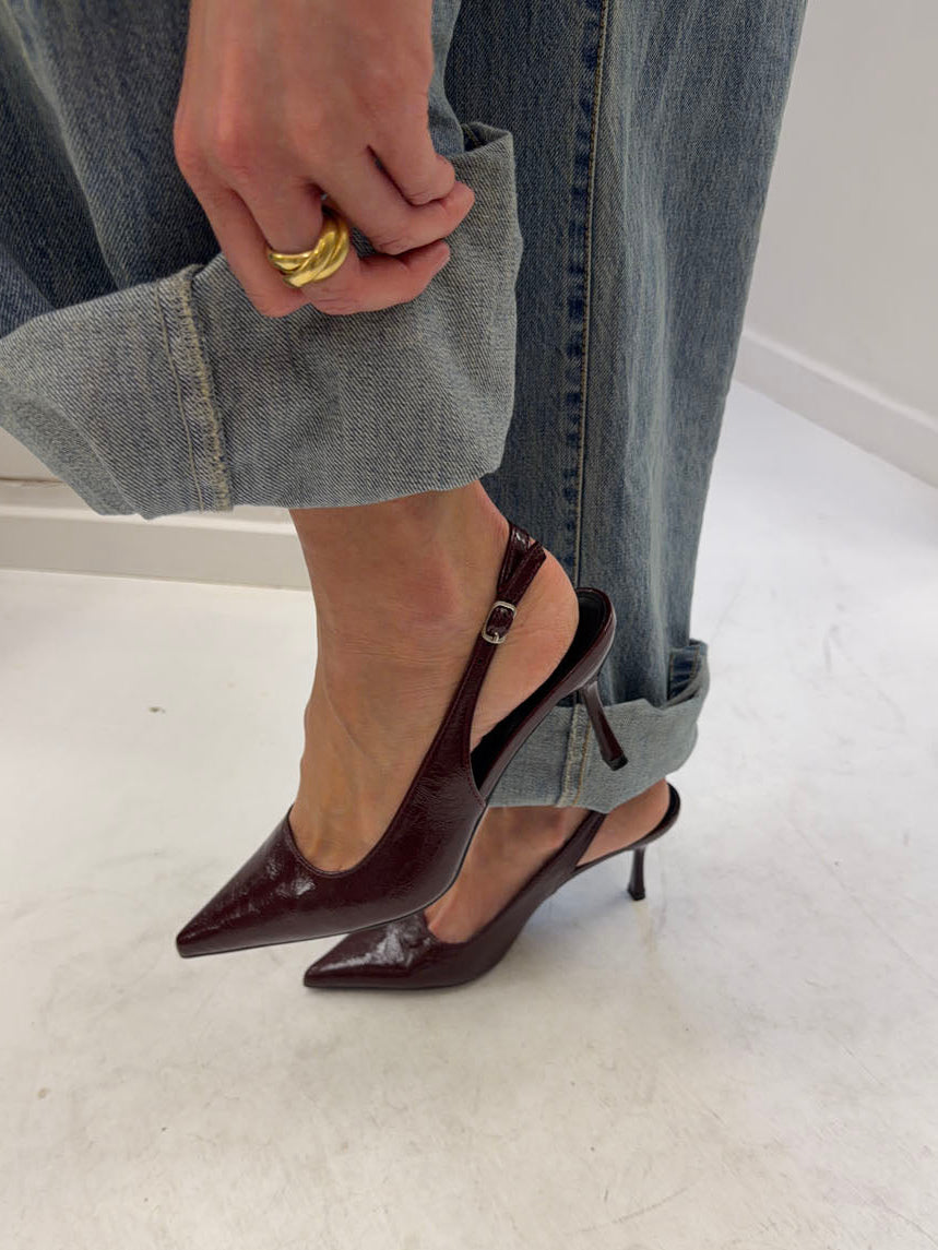 Donnatella slingback hæle - Mørkerød