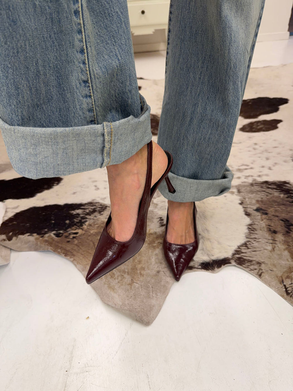 Donnatella slingback hæle - Mørkerød